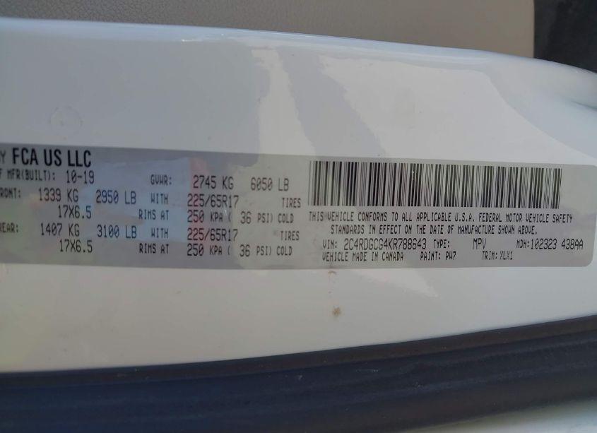 Photo 9 of 2019 Dodge Grand CARAVAN SXT (VIN 2C4RDGCG4KR788643)