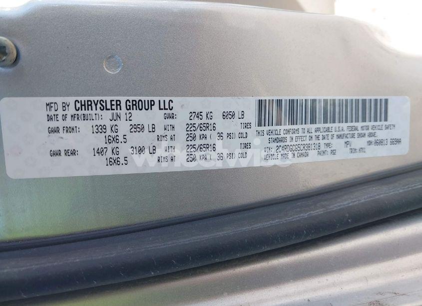 Photo 9 of 2012 Dodge Grand CARAVAN SXT (VIN 2C4RDGCG5CR381318)