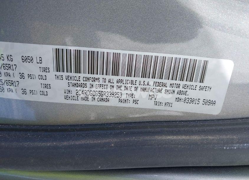 Photo 9 of 2016 Dodge Grand CARAVAN SXT (VIN 2C4RDGCG5GR339253)