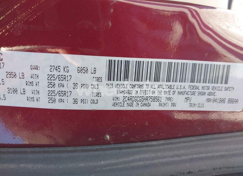 Photo 9 of 2017 Dodge Grand CARAVAN SXT (VIN 2C4RDGCG5HR758561)