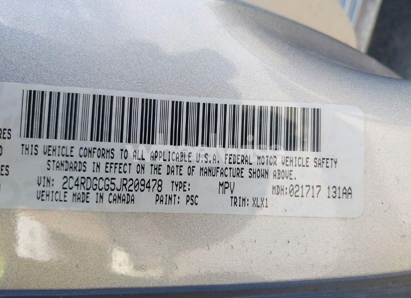 Photo 9 of 2018 Dodge Grand CARAVAN SXT (VIN 2C4RDGCG5JR209478)