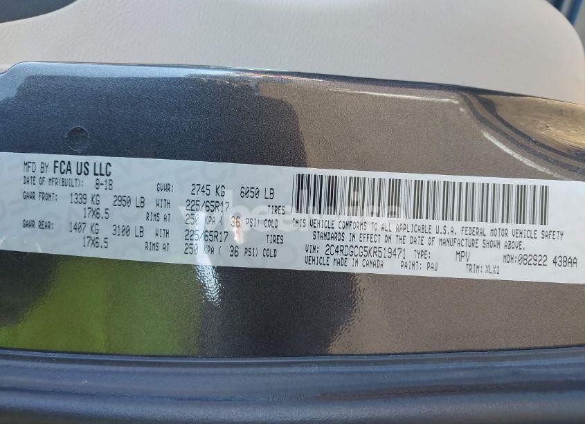 Photo 9 of 2019 Dodge Grand CARAVAN SXT (VIN 2C4RDGCG5KR519471)