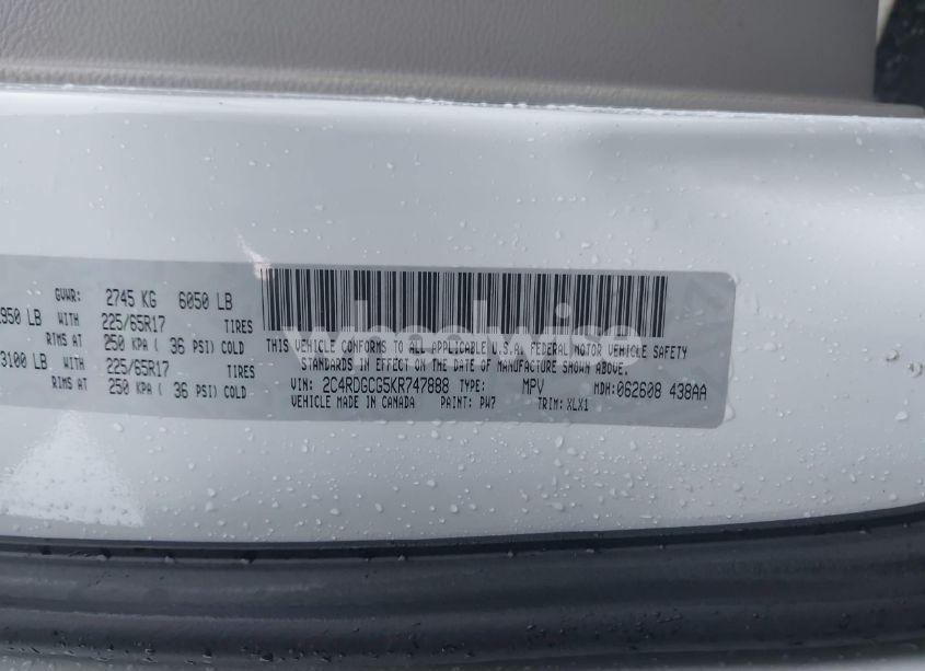 Photo 9 of 2019 Dodge Grand CARAVAN SXT (VIN 2C4RDGCG5KR747888)