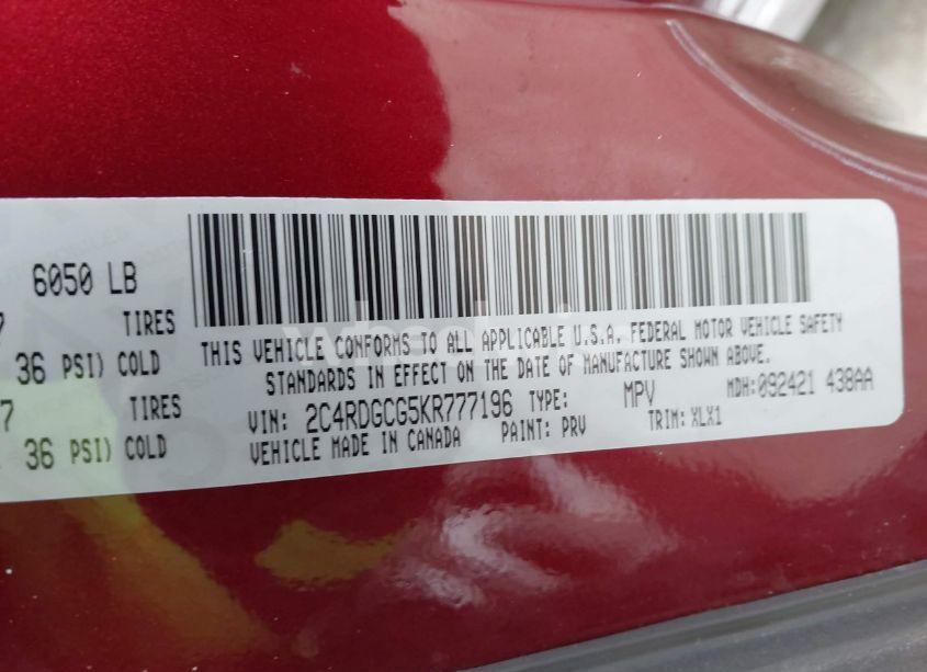 Photo 9 of 2019 Dodge Grand CARAVAN SXT (VIN 2C4RDGCG5KR777196)