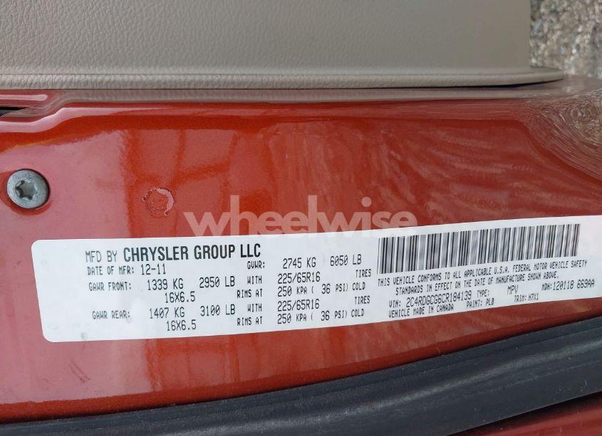 Photo 9 of 2012 Dodge Grand CARAVAN SXT (VIN 2C4RDGCG6CR184139)