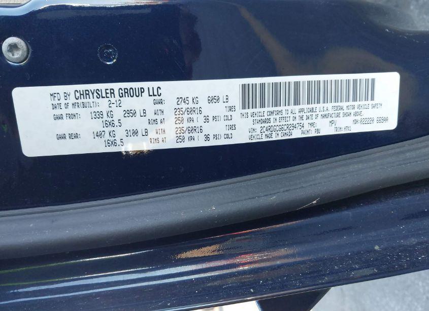 Photo 9 of 2012 Dodge Grand CARAVAN SXT (VIN 2C4RDGCG6CR294754)