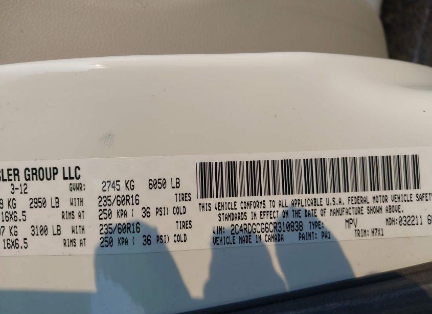 Photo 9 of 2012 Dodge Grand CARAVAN SXT (VIN 2C4RDGCG6CR310838)