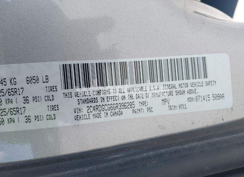 Photo 9 of 2016 Dodge Grand CARAVAN SXT (VIN 2C4RDGCG6GR396285)