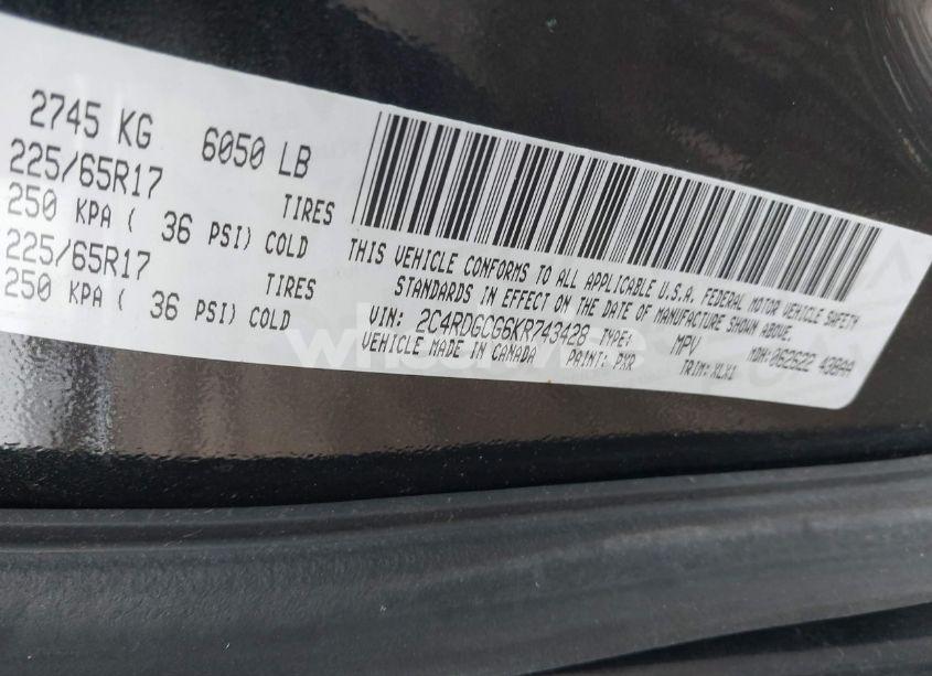 Photo 9 of 2019 Dodge Grand CARAVAN SXT (VIN 2C4RDGCG6KR743428)