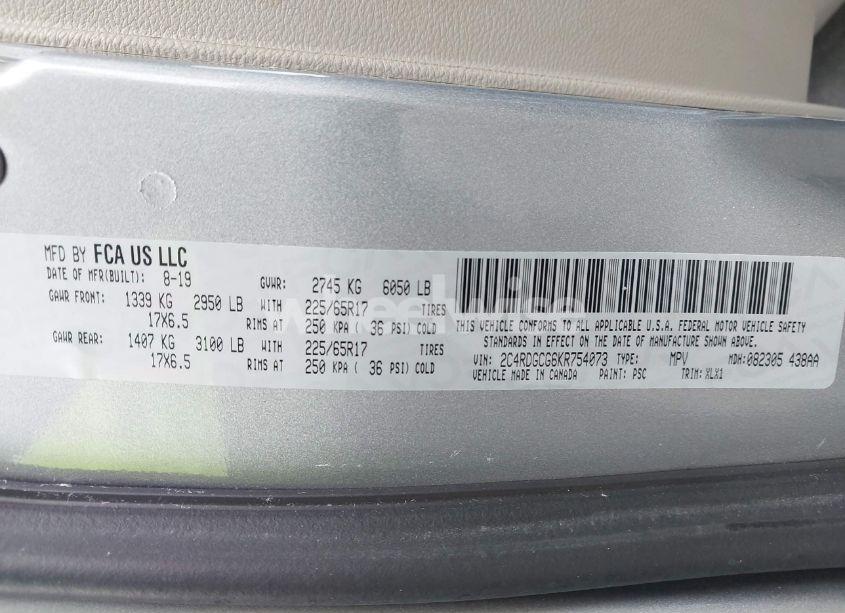 Photo 9 of 2019 Dodge Grand CARAVAN SXT (VIN 2C4RDGCG6KR754073)