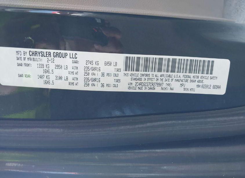 Photo 9 of 2012 Dodge Grand CARAVAN SXT (VIN 2C4RDGCG7CR279907)