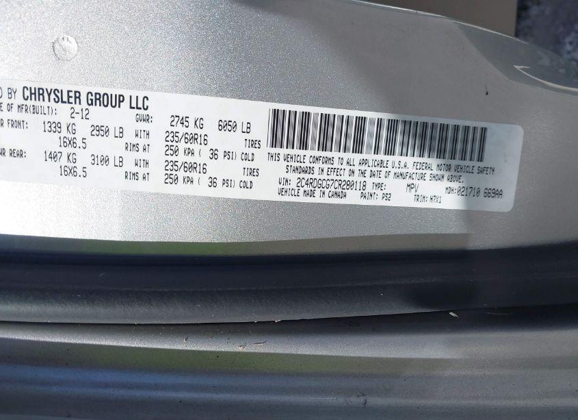 Photo 9 of 2012 Dodge Grand CARAVAN SXT (VIN 2C4RDGCG7CR280118)