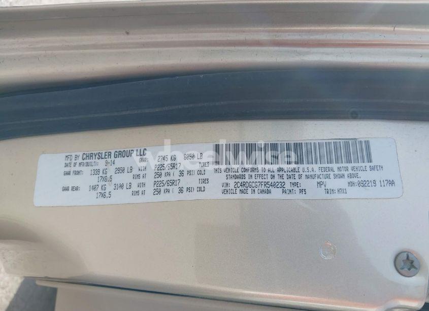 Photo 9 of 2015 Dodge Grand CARAVAN SXT (VIN 2C4RDGCG7FR540232)