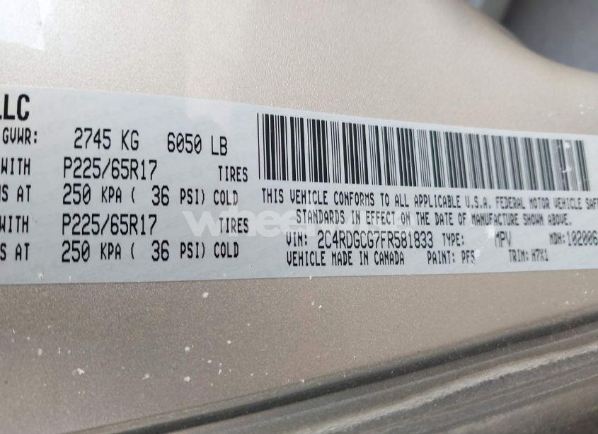 Photo 9 of 2015 Dodge Grand CARAVAN SXT (VIN 2C4RDGCG7FR581833)