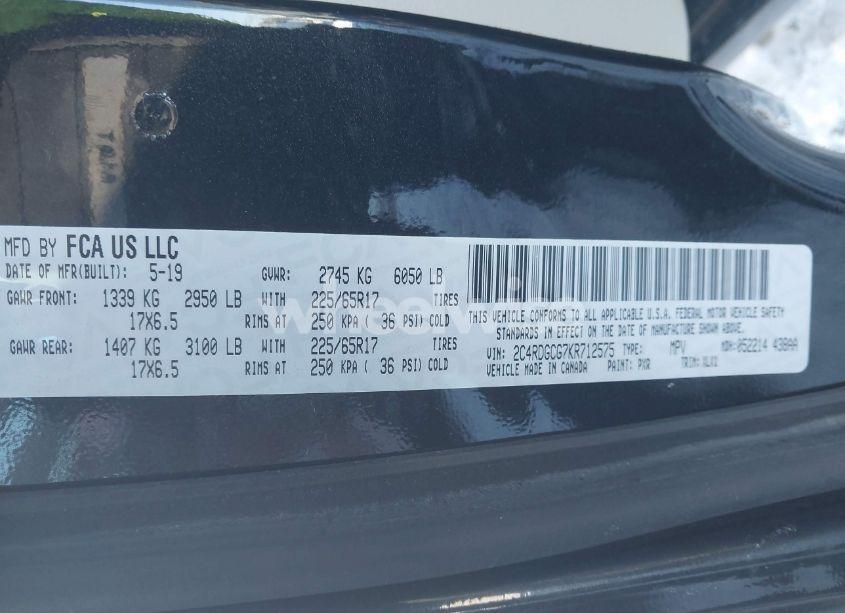 Photo 9 of 2019 Dodge Grand CARAVAN SXT (VIN 2C4RDGCG7KR712575)