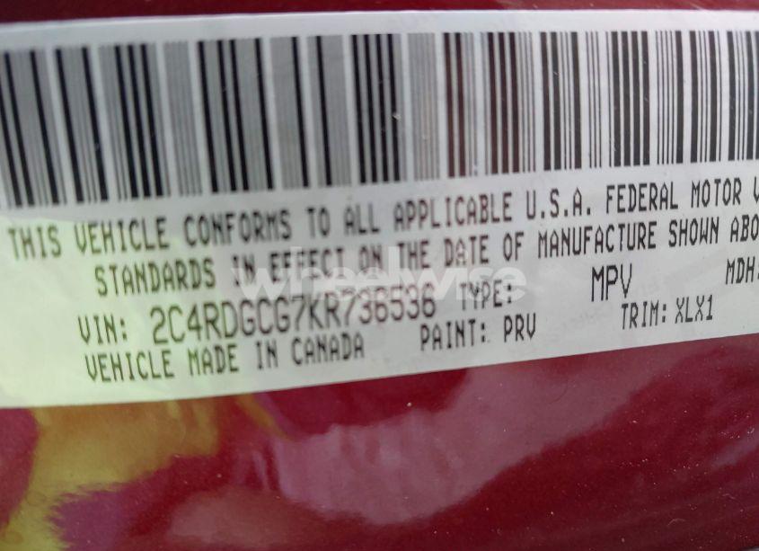 Photo 9 of 2019 Dodge Grand CARAVAN SXT (VIN 2C4RDGCG7KR736536)