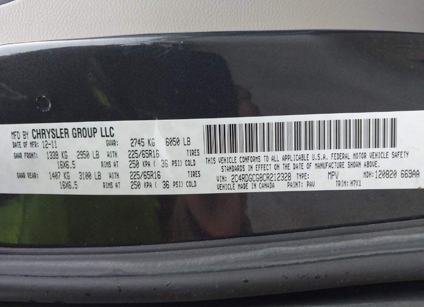 Photo 9 of 2012 Dodge Grand CARAVAN SXT (VIN 2C4RDGCG8CR212328)