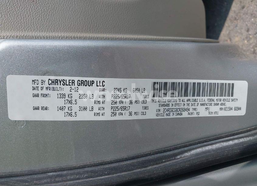 Photo 9 of 2012 Dodge Grand CARAVAN SXT (VIN 2C4RDGCG8CR268494)