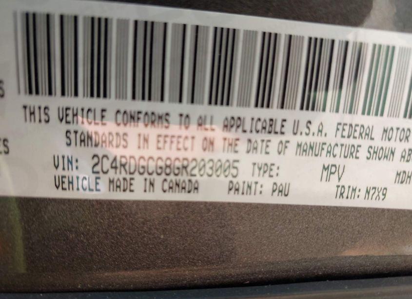 Photo 9 of 2016 Dodge Grand CARAVAN SXT (VIN 2C4RDGCG8GR203005)