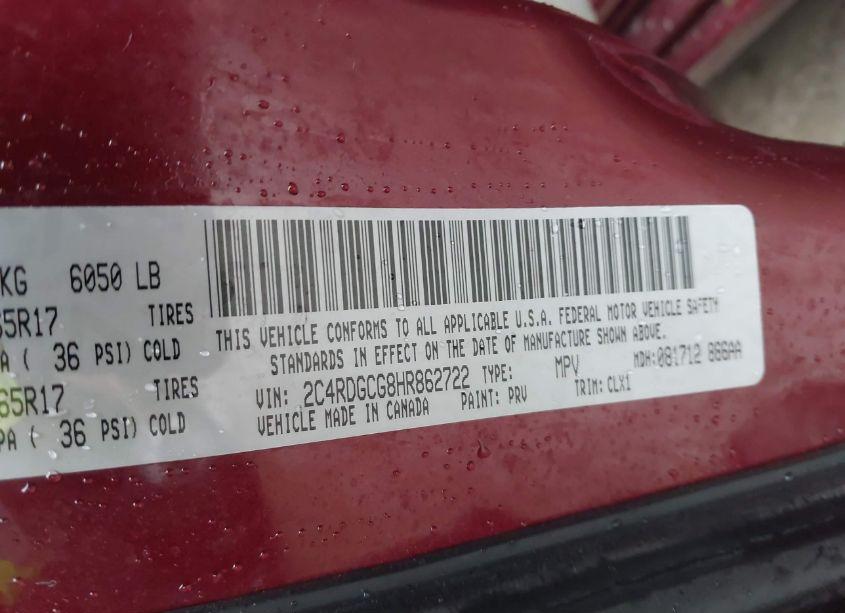 Photo 9 of 2017 Dodge Grand CARAVAN SXT (VIN 2C4RDGCG8HR862722)