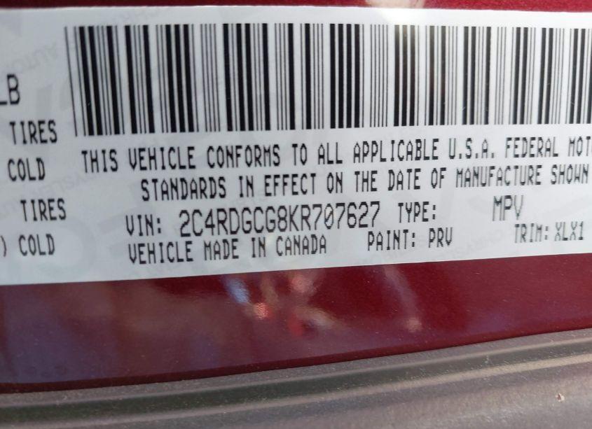 Photo 9 of 2019 Dodge Grand CARAVAN SXT (VIN 2C4RDGCG8KR707627)