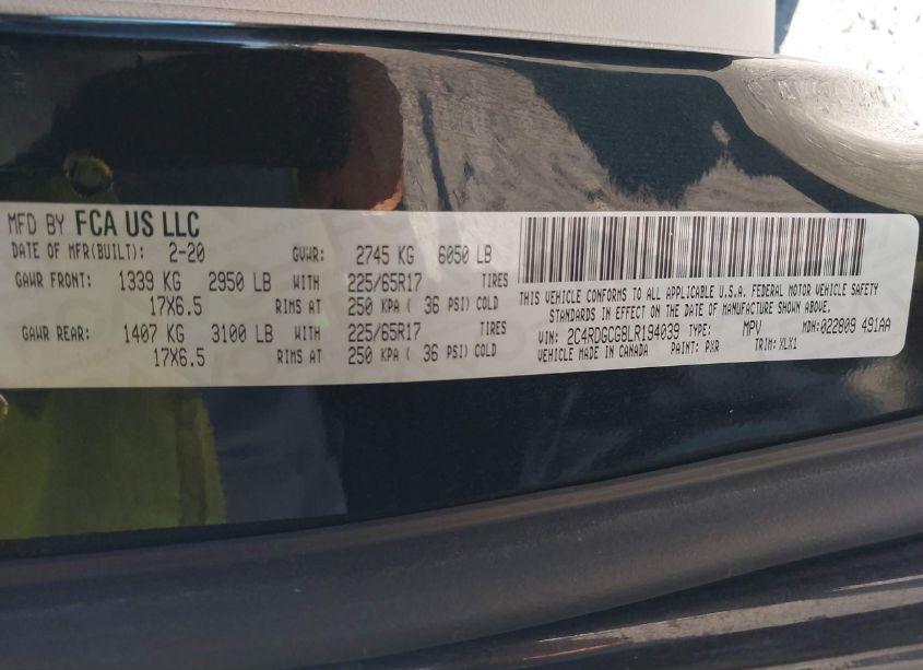 Photo 9 of 2020 Dodge Grand CARAVAN SXT (VIN 2C4RDGCG8LR194039)