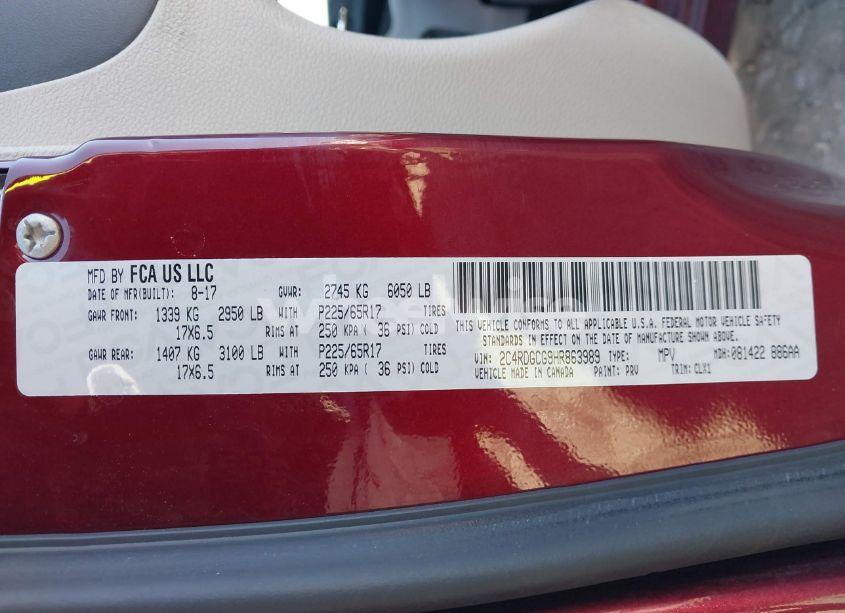 Photo 9 of 2017 Dodge Grand CARAVAN SXT (VIN 2C4RDGCG9HR863989)