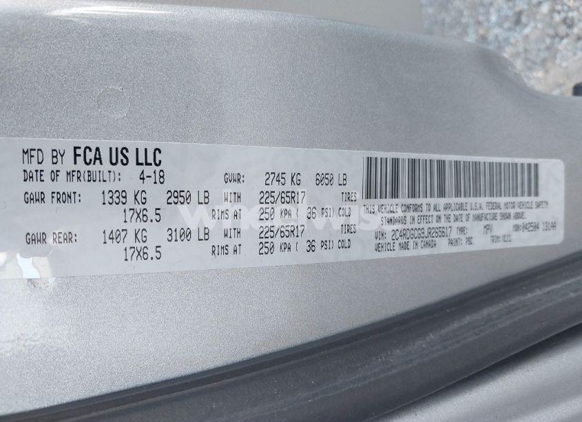 Photo 9 of 2018 Dodge Grand CARAVAN SXT (VIN 2C4RDGCG9JR265617)