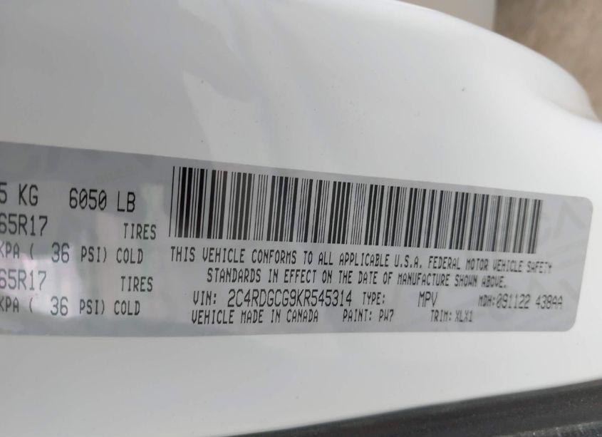 Photo 9 of 2019 Dodge Grand CARAVAN SXT (VIN 2C4RDGCG9KR545314)