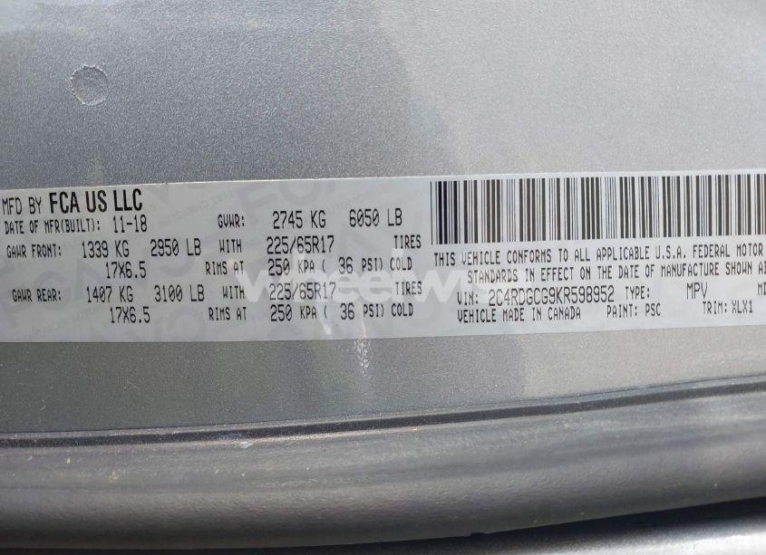 Photo 9 of 2019 Dodge Grand CARAVAN SXT (VIN 2C4RDGCG9KR598952)