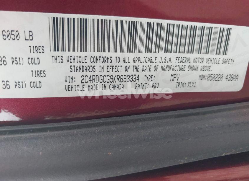 Photo 9 of 2019 Dodge Grand CARAVAN SXT (VIN 2C4RDGCG9KR693334)