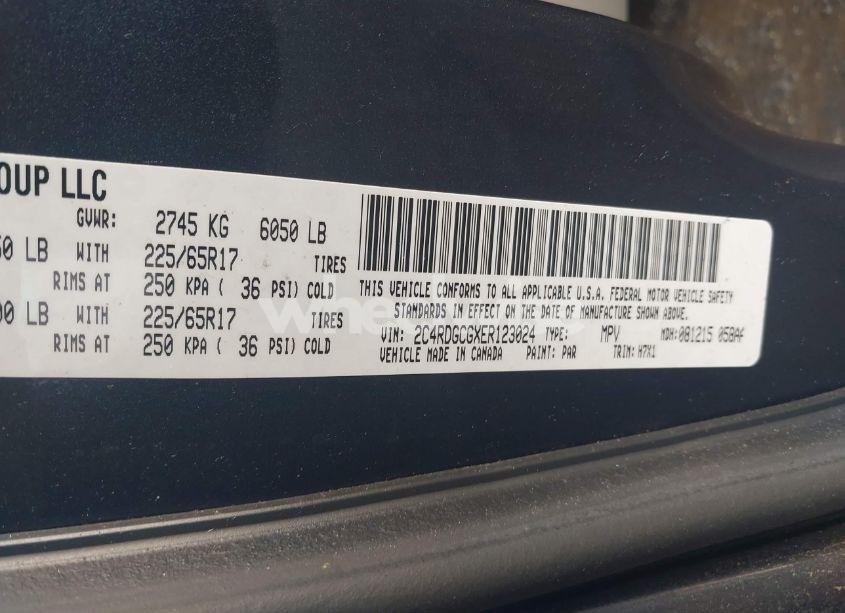 Photo 9 of 2014 Dodge Grand CARAVAN SXT (VIN 2C4RDGCGXER123024)