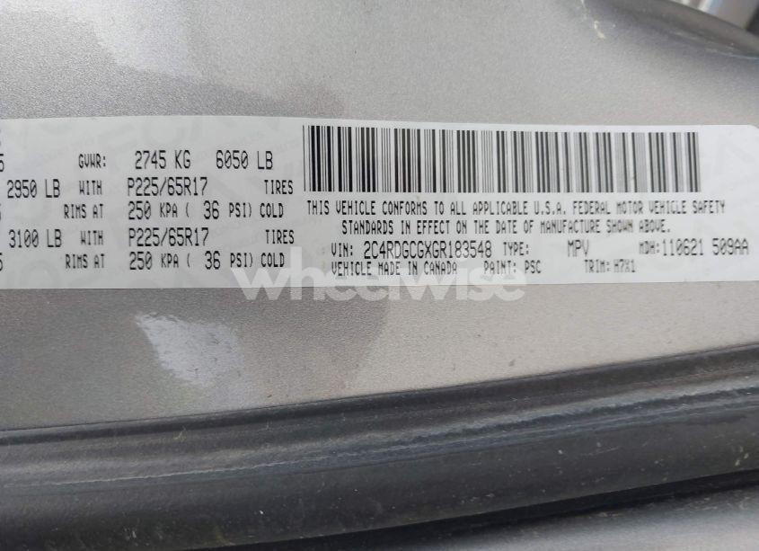 Photo 9 of 2016 Dodge Grand CARAVAN SXT (VIN 2C4RDGCGXGR183548)