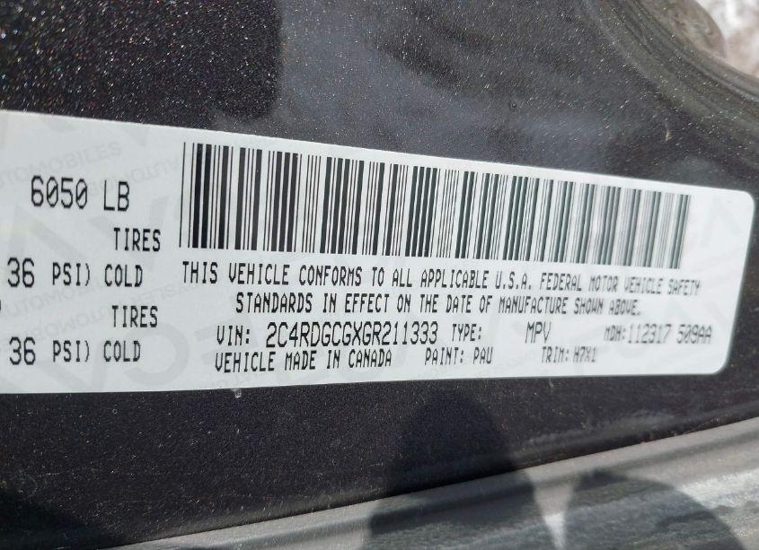 Photo 9 of 2016 Dodge Grand CARAVAN SXT (VIN 2C4RDGCGXGR211333)