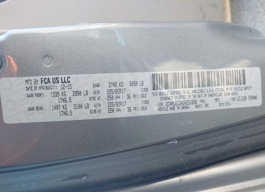 Photo 9 of 2016 Dodge Grand CARAVAN SXT (VIN 2C4RDGCGXGR251699)