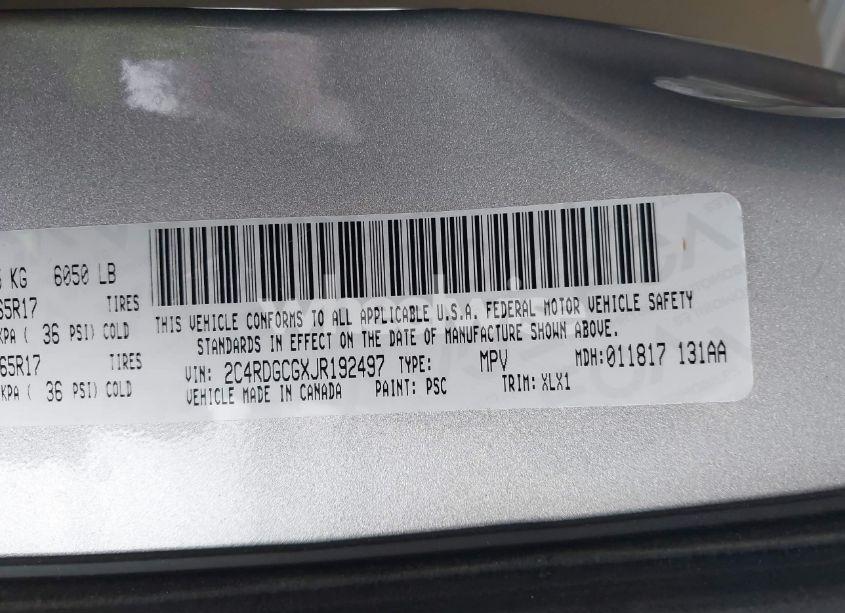 Photo 9 of 2018 Dodge Grand CARAVAN SXT (VIN 2C4RDGCGXJR192497)