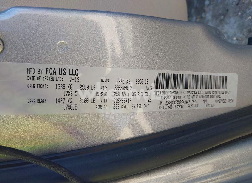 Photo 9 of 2019 Dodge Grand CARAVAN SXT (VIN 2C4RDGCGXKR743447)