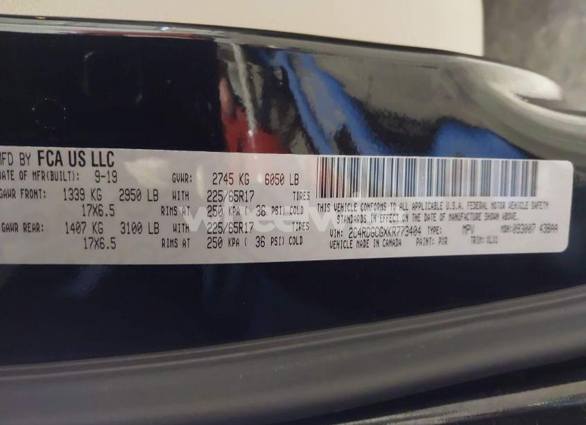 Photo 9 of 2019 Dodge Grand CARAVAN SXT (VIN 2C4RDGCGXKR773404)