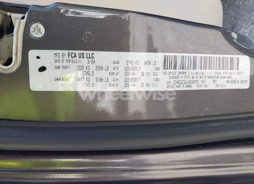 Photo 9 of 2020 Dodge Grand CARAVAN SXT (VIN 2C4RDGCGXLR200973)