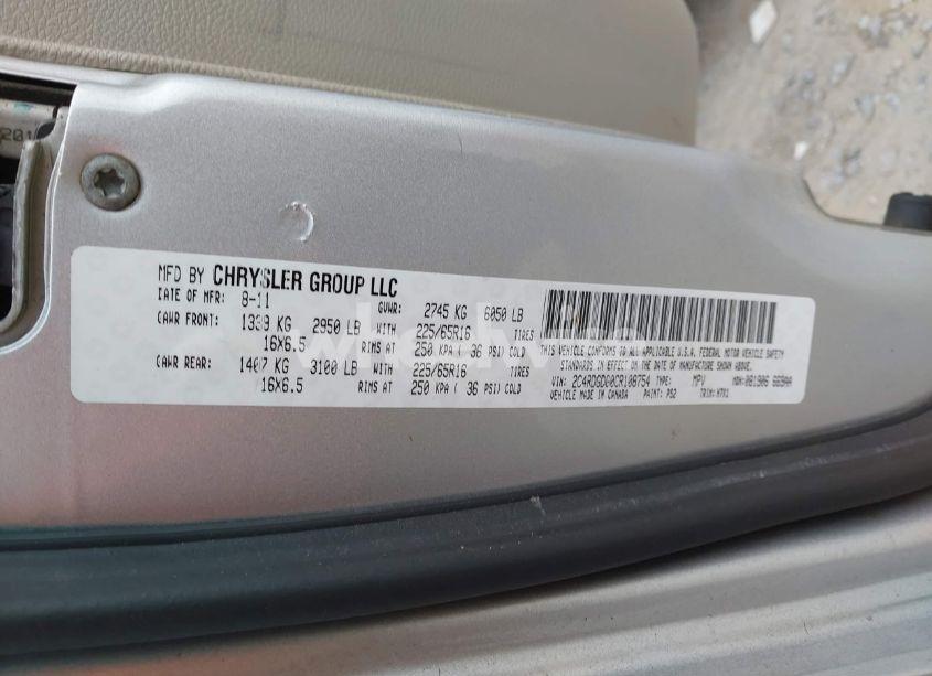 Photo 9 of 2012 Dodge Grand CARAVAN CREW (VIN 2C4RDGDG0CR108754)