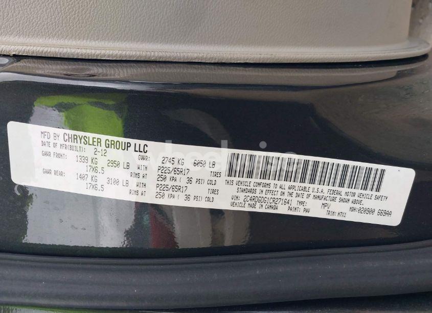 Photo 9 of 2012 Dodge Grand CARAVAN CREW (VIN 2C4RDGDG1CR271641)