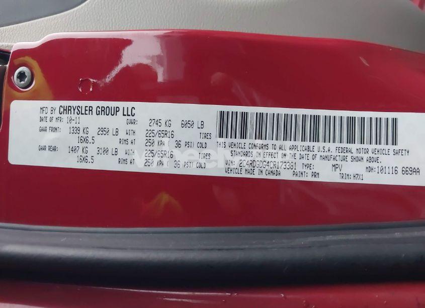 Photo 9 of 2012 Dodge Grand CARAVAN CREW (VIN 2C4RDGDG4CR173381)