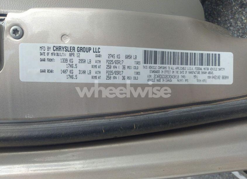 Photo 9 of 2012 Dodge Grand CARAVAN CREW (VIN 2C4RDGDG9CR343010)