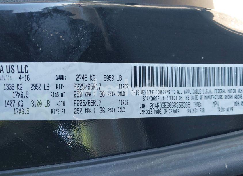 Photo 9 of 2016 Dodge Grand CARAVAN R/T (VIN 2C4RDGEG0GR358385)