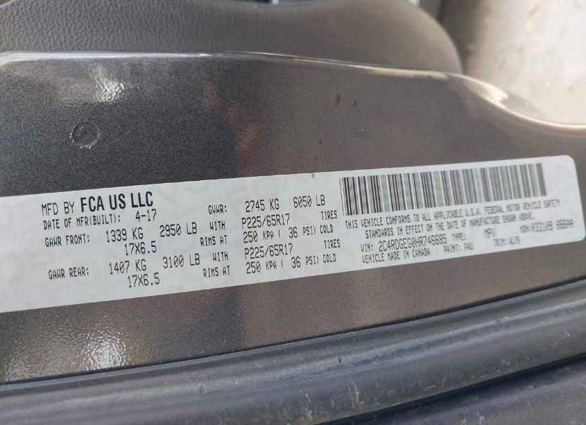 Photo 9 of 2017 Dodge Grand CARAVAN GT (VIN 2C4RDGEG0HR746685)