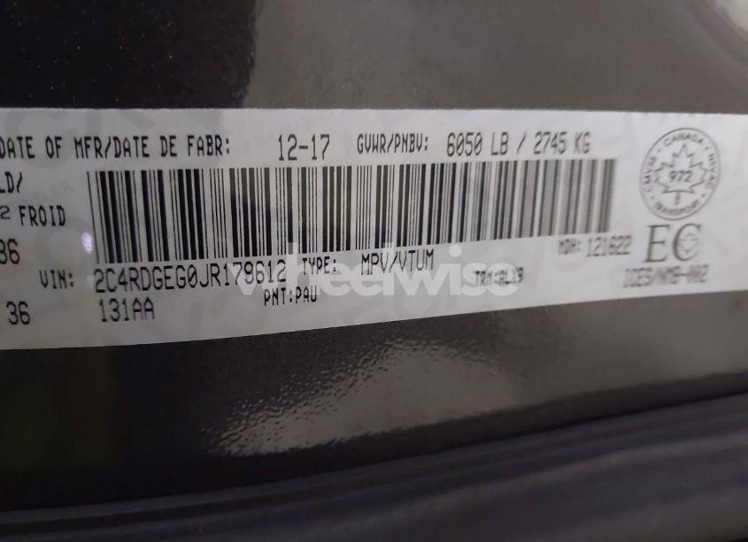 Photo 9 of 2018 Dodge Grand CARAVAN GT (VIN 2C4RDGEG0JR179612)