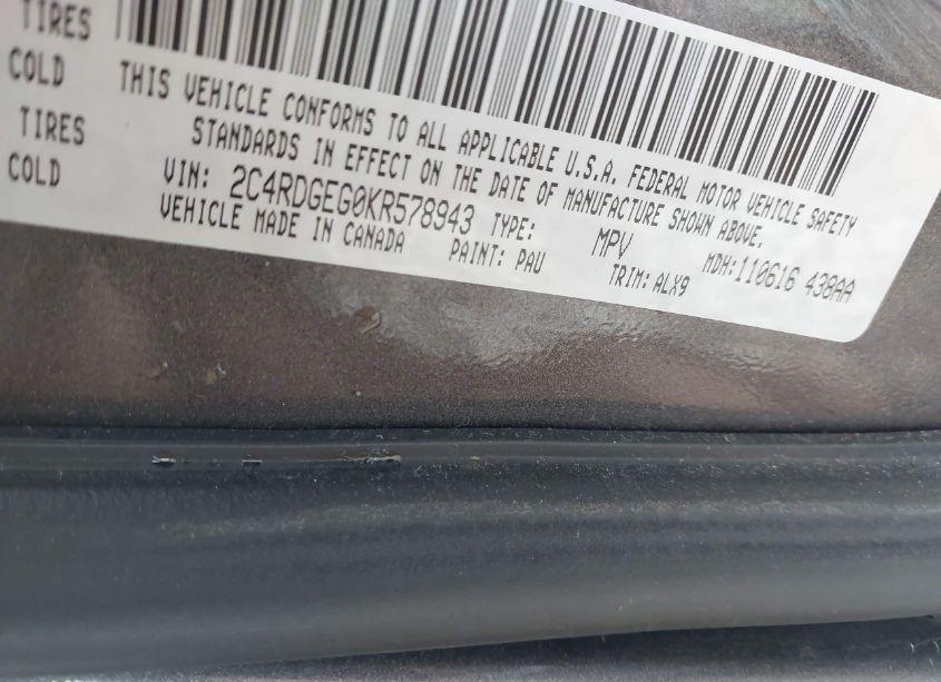 Photo 9 of 2019 Dodge Grand CARAVAN GT (VIN 2C4RDGEG0KR578943)