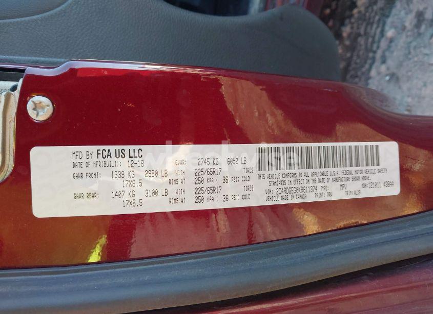 Photo 9 of 2019 Dodge Grand CARAVAN GT (VIN 2C4RDGEG0KR611374)