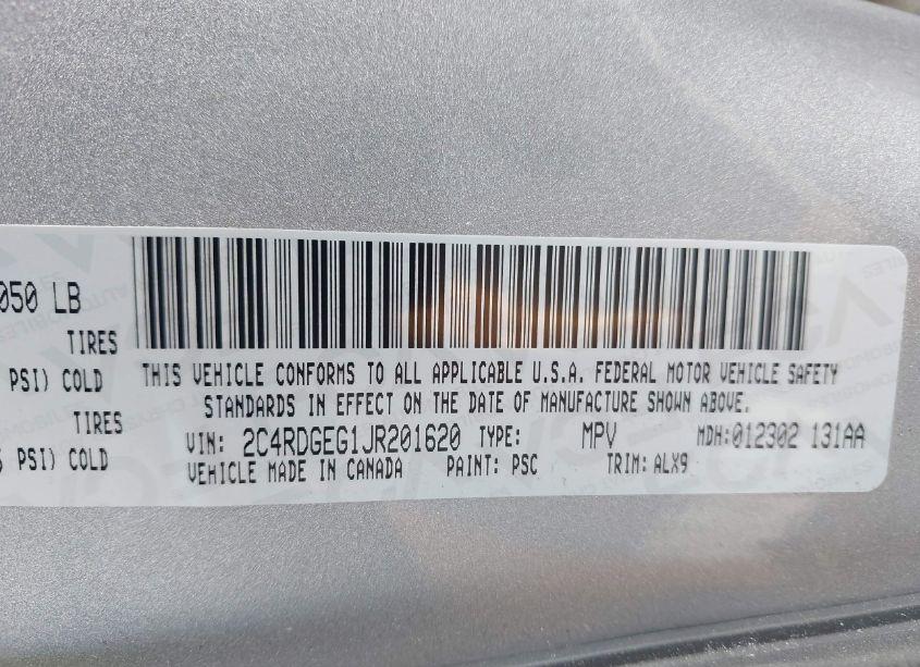 Photo 9 of 2018 Dodge Grand CARAVAN GT (VIN 2C4RDGEG1JR201620)