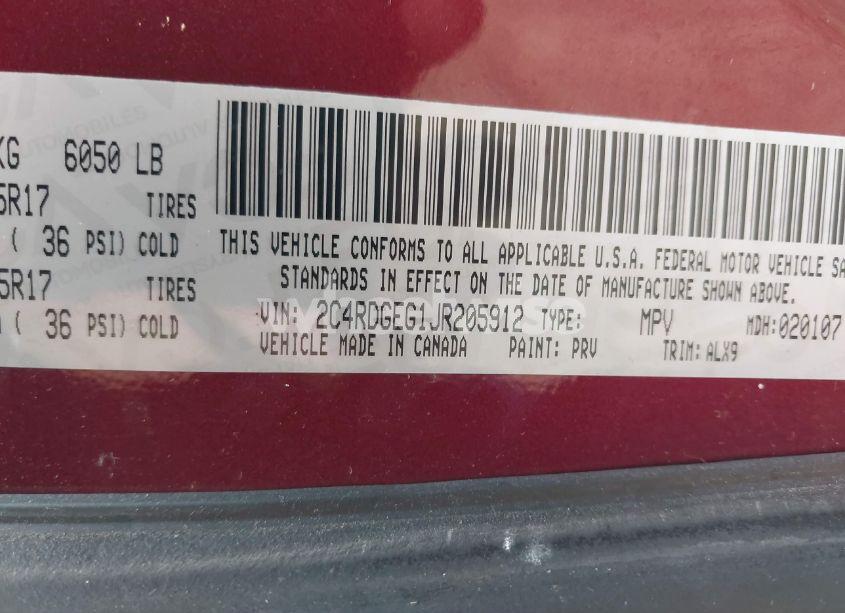 Photo 9 of 2018 Dodge Grand CARAVAN GT (VIN 2C4RDGEG1JR205912)